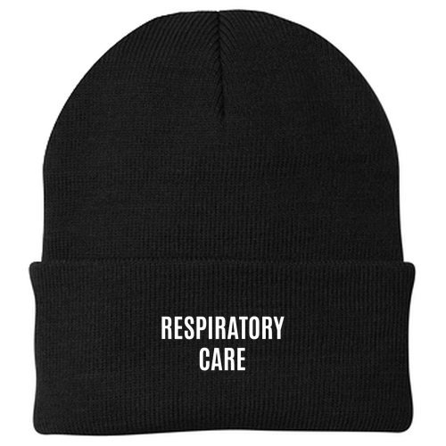 Embroidered Port and Company Knit Hat with Cuff -- Black
