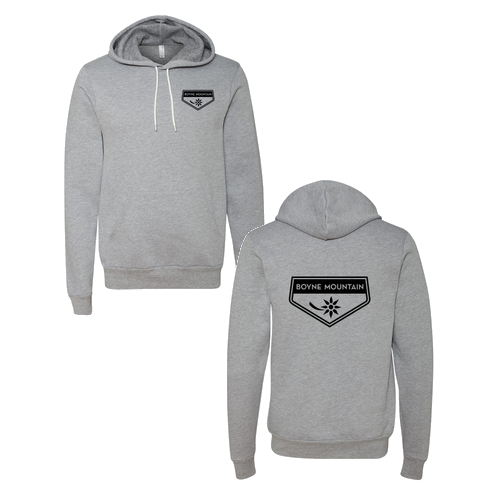 Boyne Mountain Logo 2 Black Ink -- Pullover Hooded Sweatshirt Athletic Heather