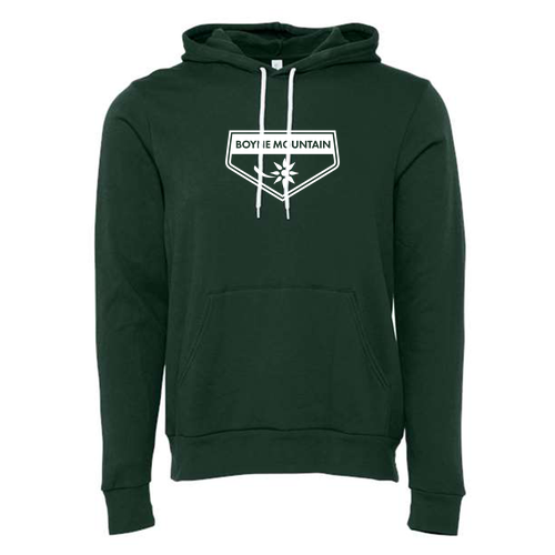 Boyne Mountain Logo 1 White Ink -- Pullover hooded sweatshirt Forest