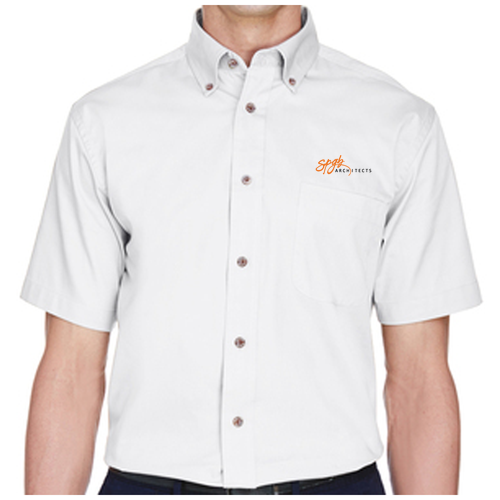 Harriton Twill With Stain Release Short Sleeve -- White