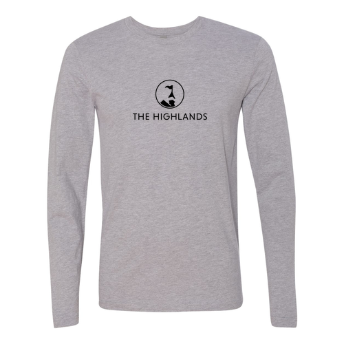 The Highlands Logo 1 Black Ink -- Long Sleeve Heather Grey