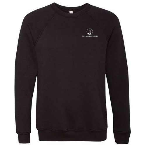 The Highlands Logo 2 White Ink -- Raglan Sweatshirt Black