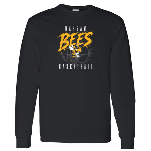 Warsaw Bees Gildan Heavy Cotton Longsleeve T-Shirt -- Black