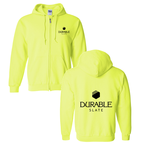 Gildan Full Zip Hooded Sweatshirt -- Safety Green