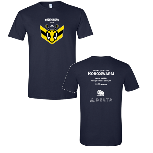 Mens/Unisex Gildan Softstyle Fitted T-Shirt -- Navy, RoboSwarm 47891
