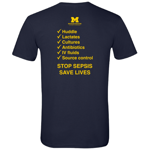 Gildan SoftStyle Fitted T-Shirt -- Navy, Tackle Sepsis with Back [HIDE]