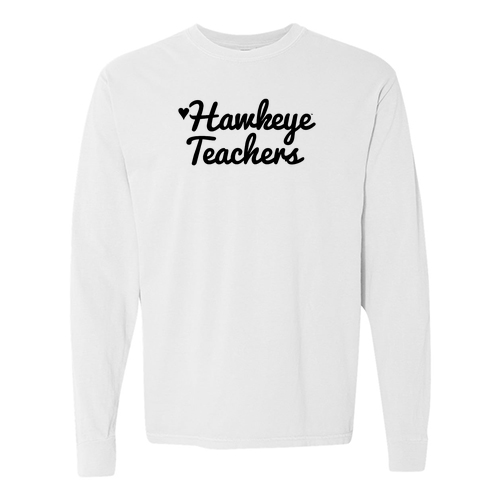Hawkeye Teachers Comfort Colors Ringspun Long Sleeve Tee -- White