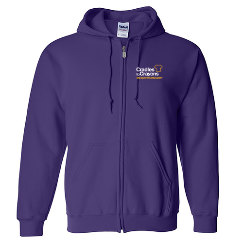 Gildan Full Zip Hooded Sweatshirt -- Purple