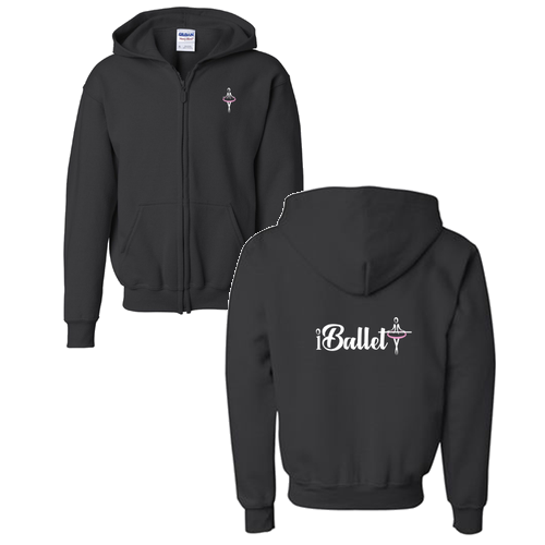 Youth Gildan Full Zip Hooded Sweatshirt -- Black
