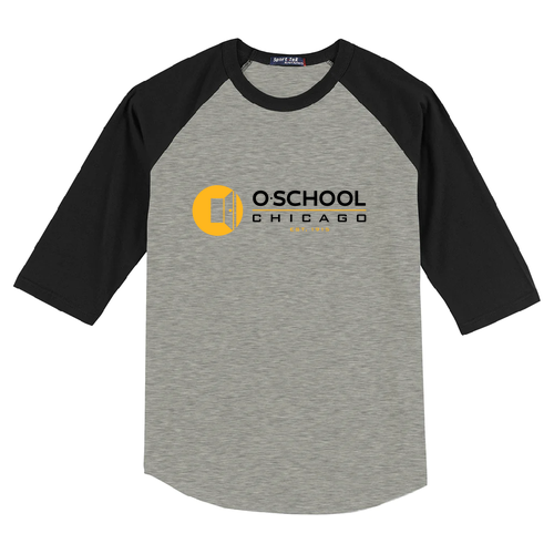 Sport Tek YOUTH Colorblock Raglan Baseball T-Shirt -- Heather Grey / Black