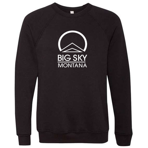 Big Sky Montana White Ink -- Crewneck Sweatshirt Black