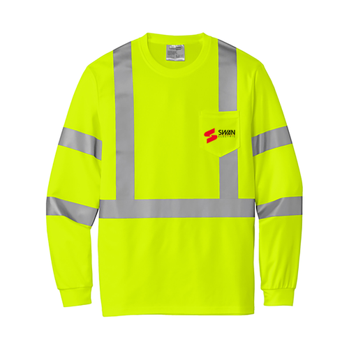 Cornerstone Ansi 107 Class 3 Mesh Long Sleeve Tee -- Safety Yellow, Swan