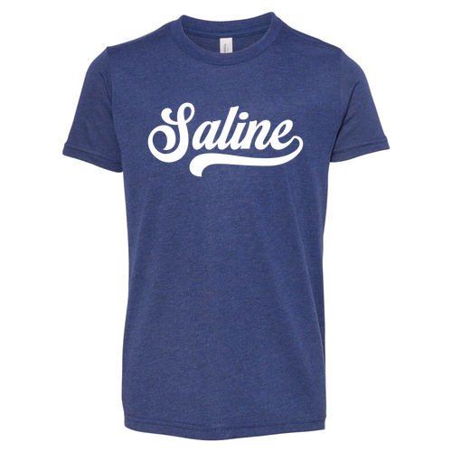 Youth Saline Script Bella Canvas Jersey Short Sleeve Fitted Tee -- Navy Triblend