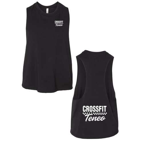 Ladies Bella Canvas Soft Racerback Cropped Tank -- Solid Black Blend