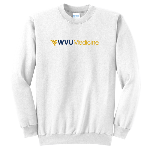 Screen Printed Port and Company Classic Crewneck Sweatshirt -- White