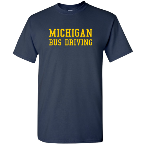 Gildan Heavy Cotton Basic T-Shirt -- Navy Michigan Bus