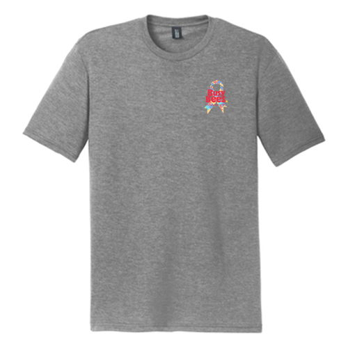 District Made Mens Perfect Tri Crew Tee Busy Bee Ribbon-- Grey Frost