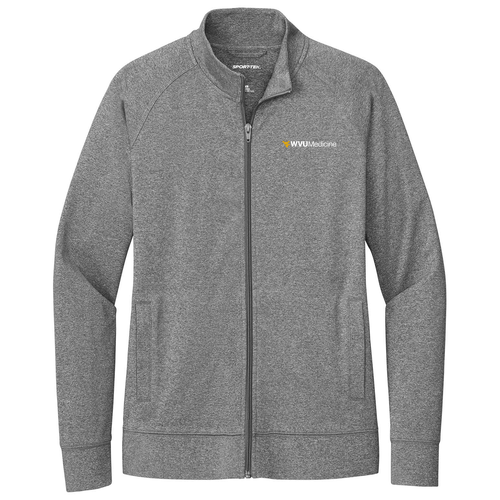 Sport-Tek Ladies Sport-Wick Stretch Full-Zip Cadet Jacket -- Charcoal Grey Heather