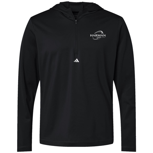 Adidas Lightweight Performance Quarter-Zip Hooded Pullover -- Black