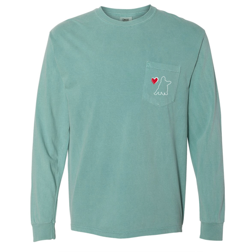 Comfort Colors Adult Long Sleeve Pocket Tee -- Sea Foam