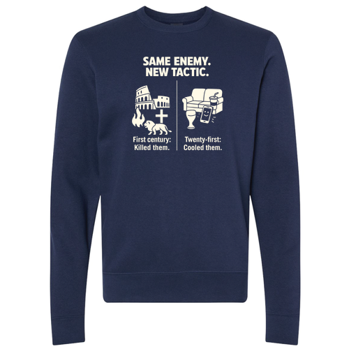 Same Enemy, New Tactic Tee Crewneck Sweater -- True Navy