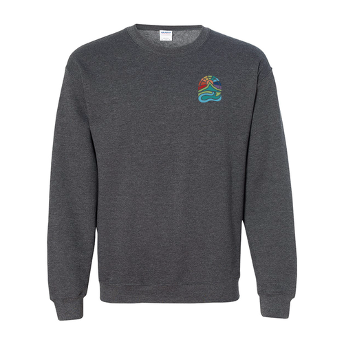 Gildan Heavy Blend Crew Neck Sweatshirt Front & Back -- Dark Heather