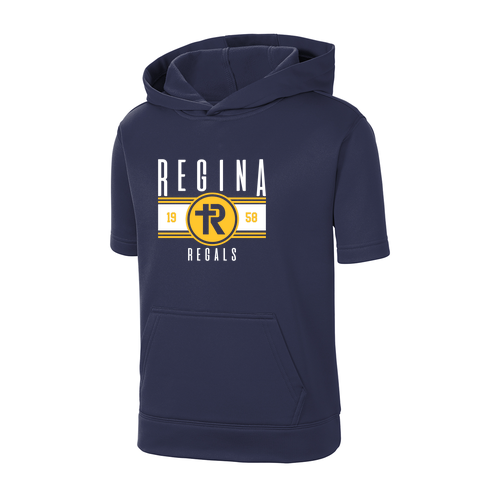 Sport-Tek Youth Sport-Wick Fleece Short Sleeve Hooded Pullover -- Navy