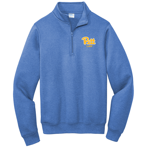 EMBROIDERED Quarter-Zip Pullover Sweatshirt -- Heather Royal