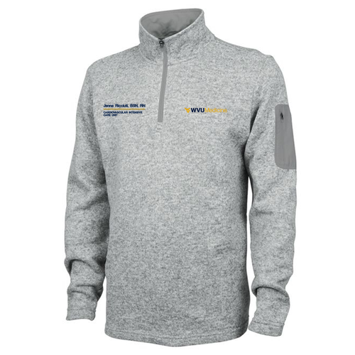 Embroidered Charles River Men's Heathered Fleece Pullover -- Light Grey Heather
