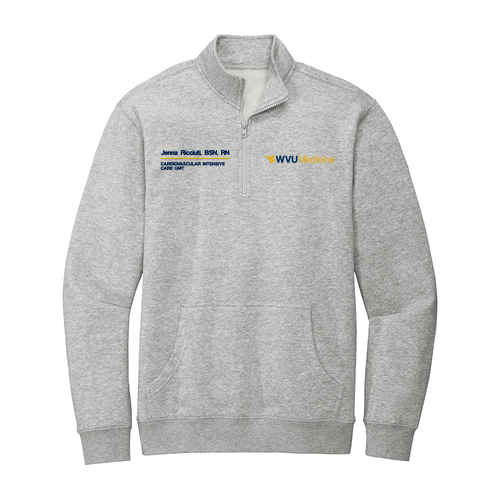 Embroidered District V.I.T. Fleece 1 / 4-Zip -- Light Heather Grey