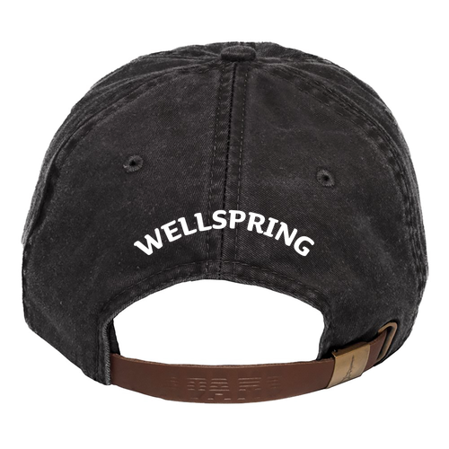 Embroidered Adams 6 Panel Washed Pigment Dyed Hat -- Black