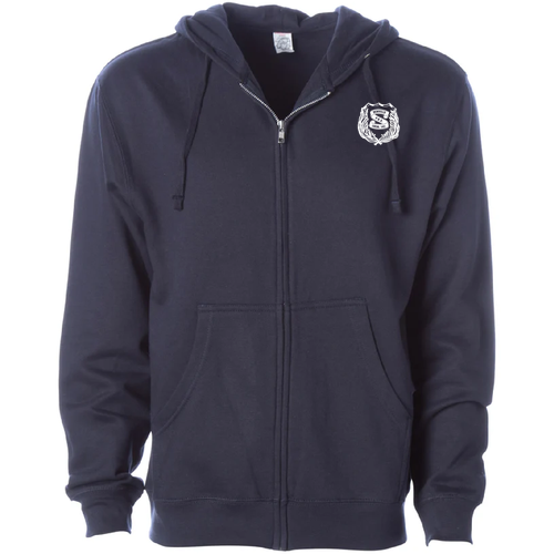 Shield -- Midweight Full-Zip Hooded Sweatshirt -- Navy