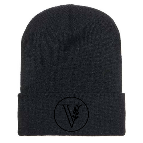 Yupoong Knit Hat with Cuff -- Black