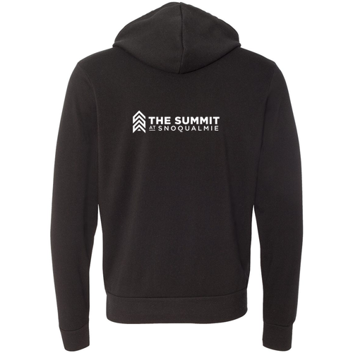 The Summit at Snoqualmie Logo 2 White Ink -- Pullover Hooded Sweatshirt Black