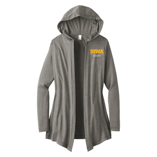 District Womens Perfect Tri Hooded Cardigan -- Grey Frost
