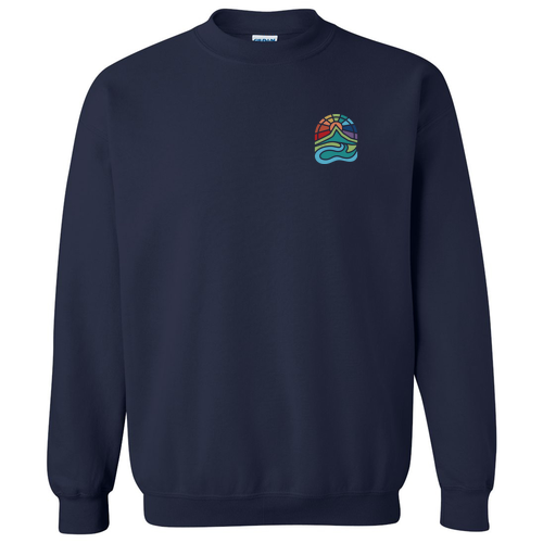 Gildan Heavy Blend Crew Neck Sweatshirt Front & Back -- Navy