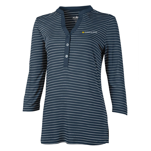 Ladies Charles River Windsor Henley -- Navy / White Stripe