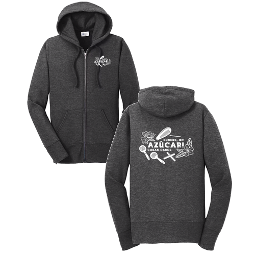 Ladies Fleece Full Zip Hooded Sweatshirt -- Dark Heather Grey