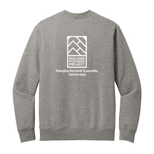 Nike Club Fleece Sleeve Swoosh Crew -- Dark Grey Heather