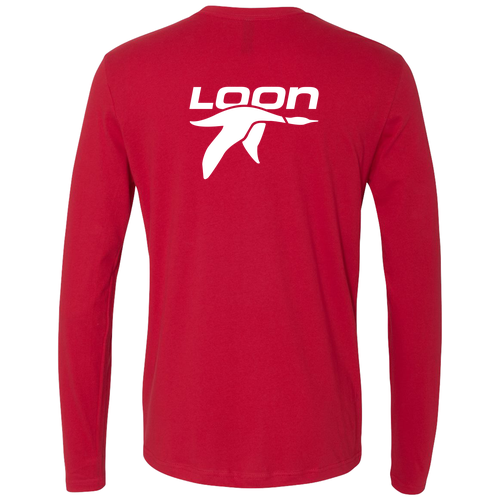Loon Logo 2 White Ink -- Long Sleeve Red