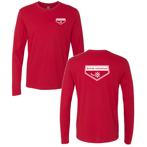 Boyne Mountain Logo 2 White Ink -- Long Sleeve Red