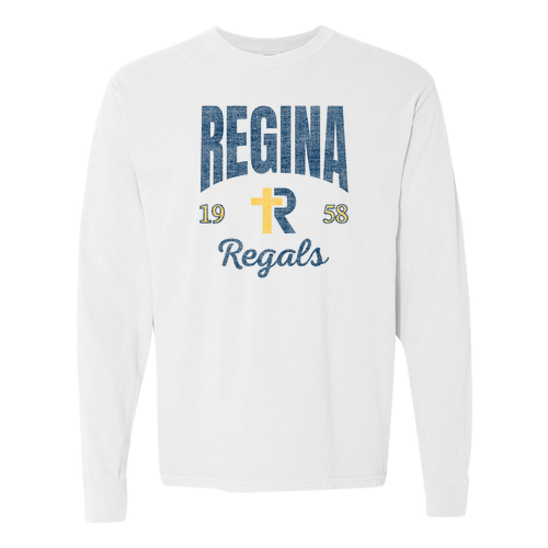 Regina Giving Noise Comfort Colors Unisex Garment-Dyed Heavyweight Long Sleeve T-Shirt -- White