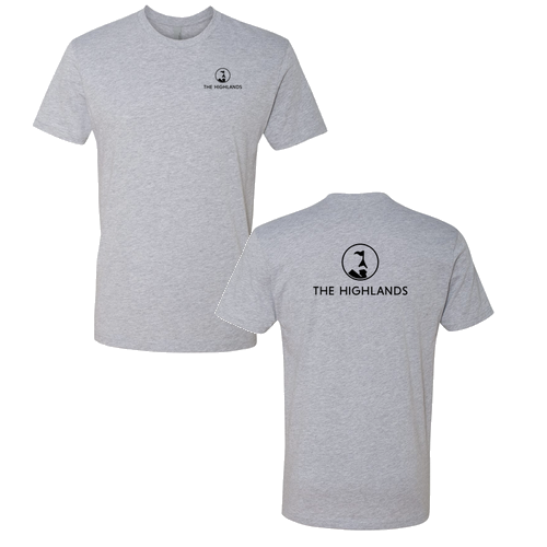 The Highlands Logo 2 Black Ink -- Short Sleeve Heather Grey