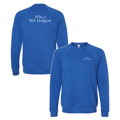 Inn at Bay Harbor 1 color White left chest/back Crewneck Sweatshirt-- True Royal