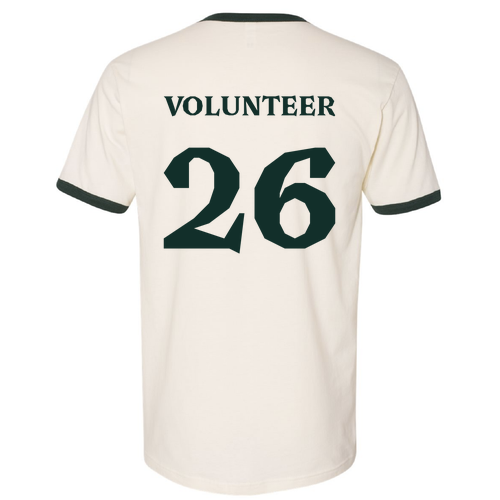 VOLUNTEER Next Level Unisex Fine Jersey Ringer Tee -- Natural / Forest