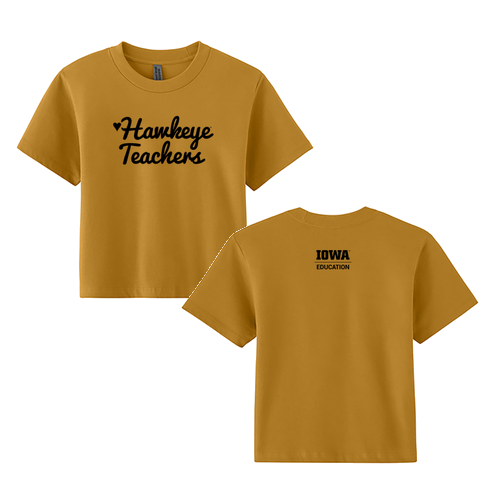 Hawkeye Teachers Next Level Apparel Women’s Heavyweight Boxy Tee -- Antique Gold