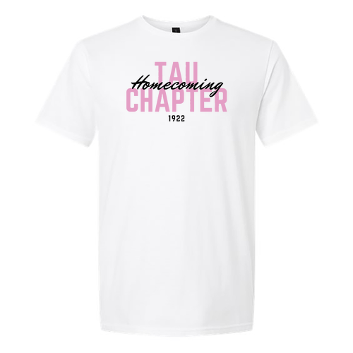 Tau Chapter Homecoming 2026  -- White Softstyle Shirts
