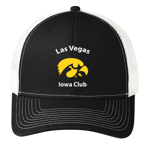 Embroidered Port Authority Snapback Trucker Hat -- Black/ White