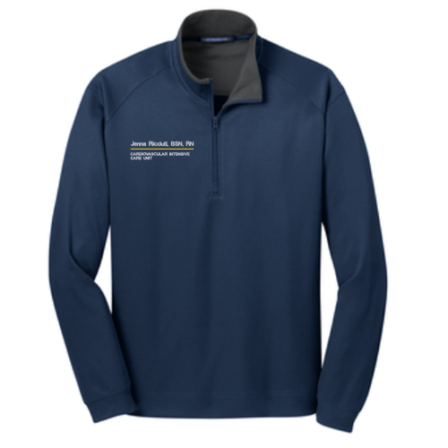 Port Authority Vertical Texture Quarter Zip Pullover -- Regatta Blue / Iron Grey