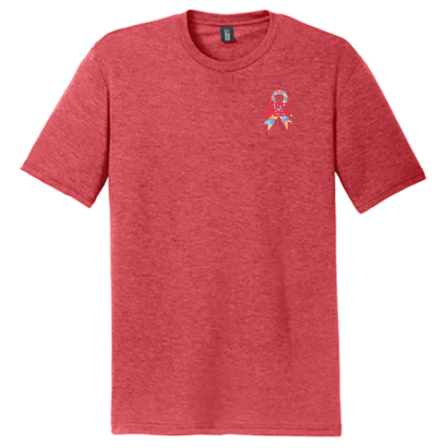 District Made Mens Perfect Tri Crew Tee Busy Bee Ribbon-- Red Frost